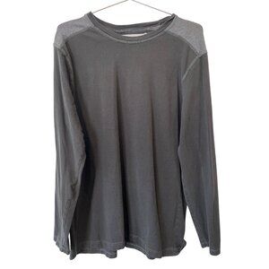 Alfani T Shirt Size Medium Crewneck Long Sleeve Tee Two Tone Gray Cotton Blend